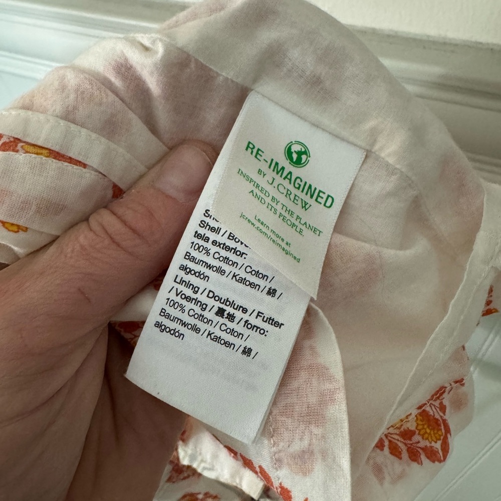 JCREW CREWCUTS Girls' Tie-Shoulder Top Gathered Floral Block Print 
Orange 4/5 - Picture 6 of 6